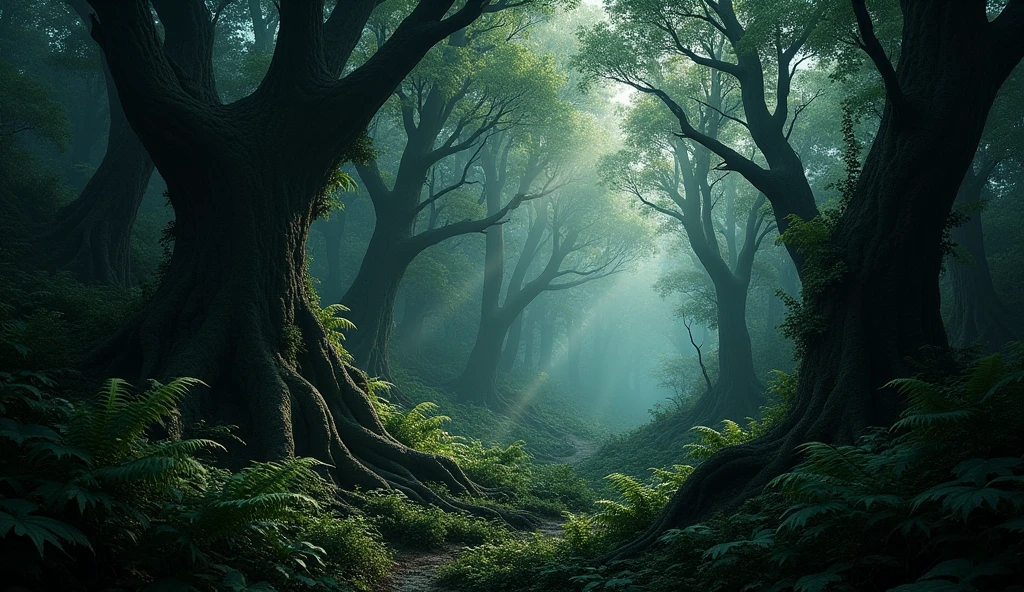 The forest should look dark and dense