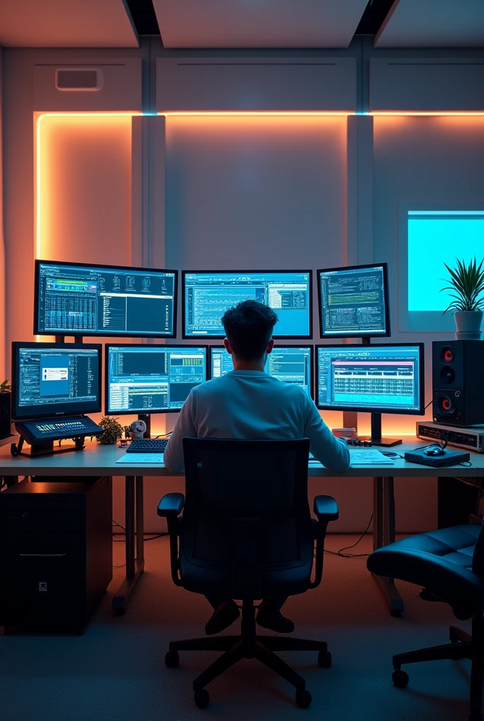 A man sitting in tech studio