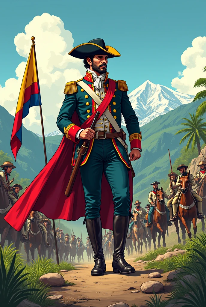 Cartoons of independence in Colombia in the past with Simon Bolivar