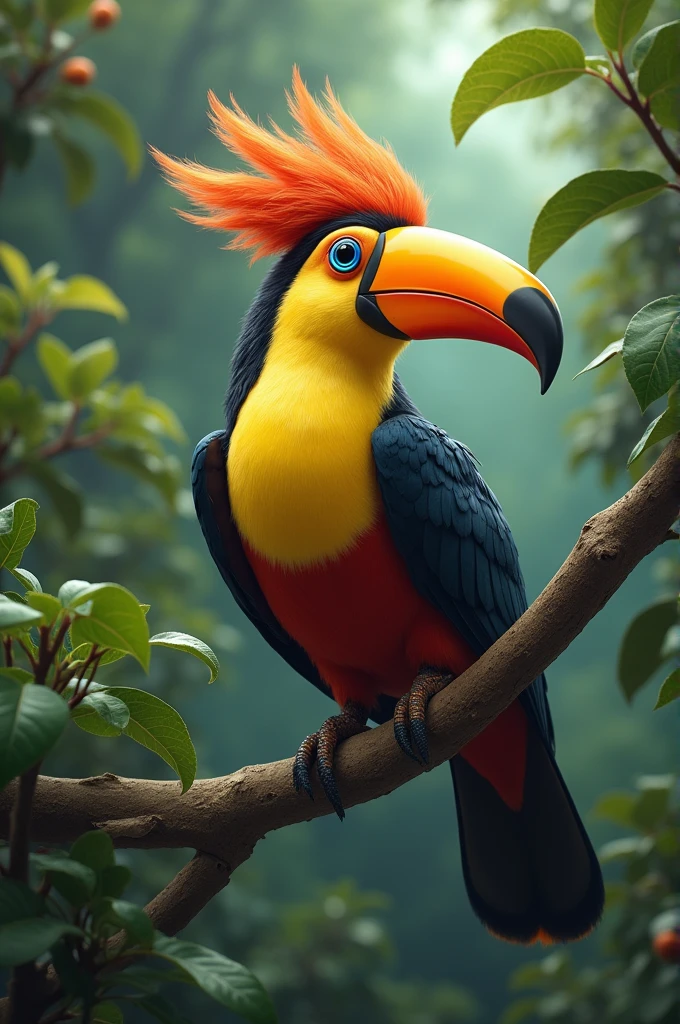 Can you create me a flying toucan with a squirrel's body and toucan wings?