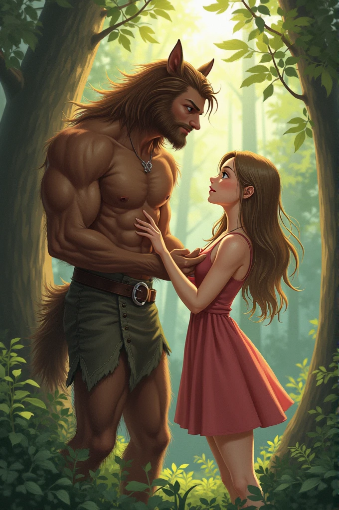 Draw a picture of a forest man having sex with a girl.Anime