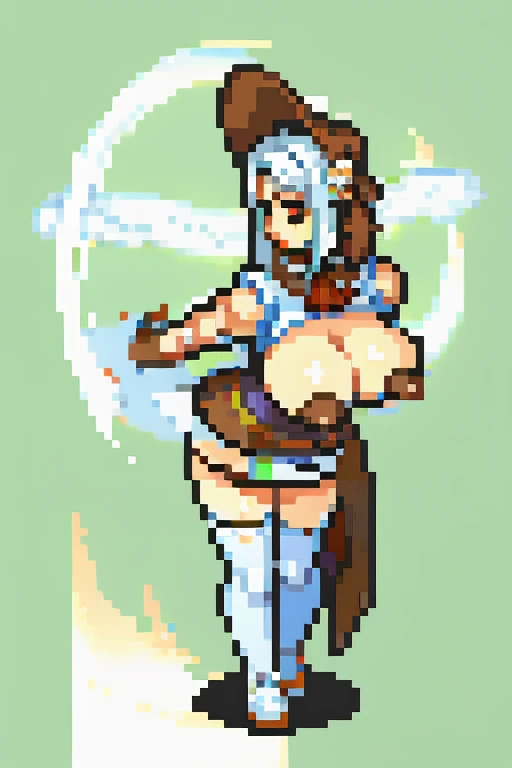 plaindoll, white hair, (((doll joints))), ((medias, stockings)), bonnet, brown cloak, long dress, breasts, pechos grandes, huge breasts, sexy, BlackRealStockings