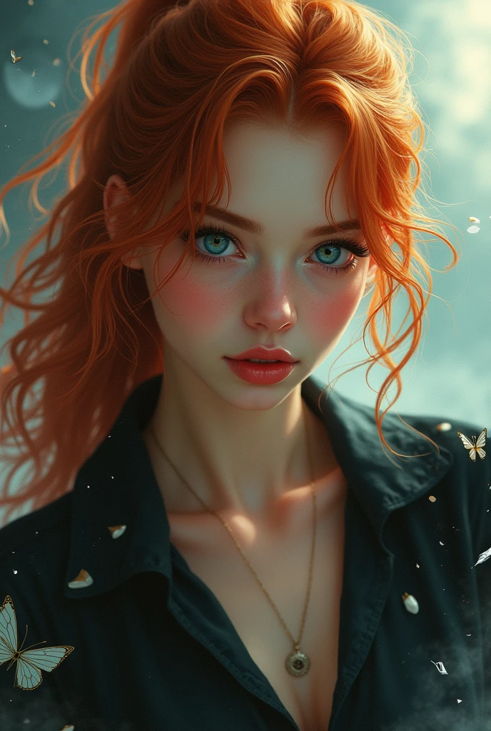(solo, full body photo:1.3), (action packed:1.3), (haze, fog, mist:1.3), chiaroscuro, best quality, photorealistic, 1woman, (cute), (24yo:1.2), redhead, long ginger hair highly detailed, 1700'S, digital photography, art by artgerm and ruan jia and greg rutkowski surreal painting gold butterfly filigree, broken glass, (masterpiece, sidelighting, finely detailed Fashionable eyes: 1.2) (perfect oval large eyes that gazes at the viewer), beautiful detailed face, blue gorgeous perfect eyes, (blonde hair ponytail), (attractive young woman:1.3), (thick amazing hair), (seductive:1.1), (blushing:1.1)