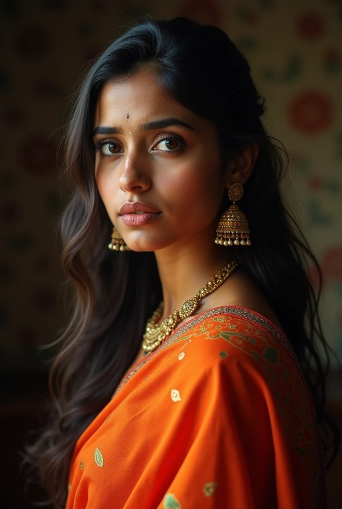 an young indian infertile woman in traditional saree