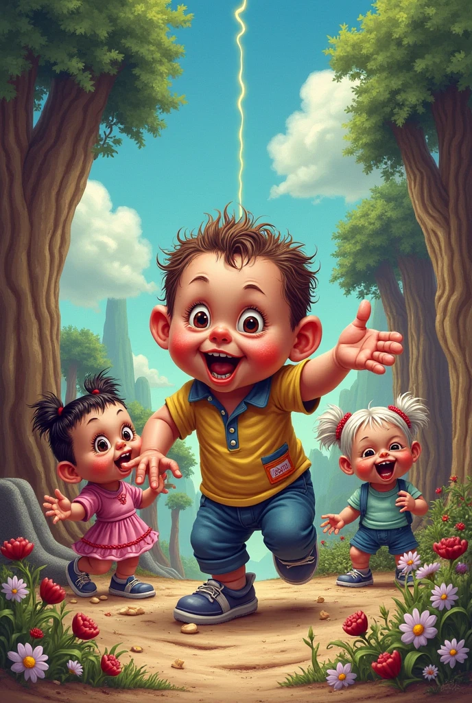 Generates some images where the famous garbage pail kids booger childs appear 
