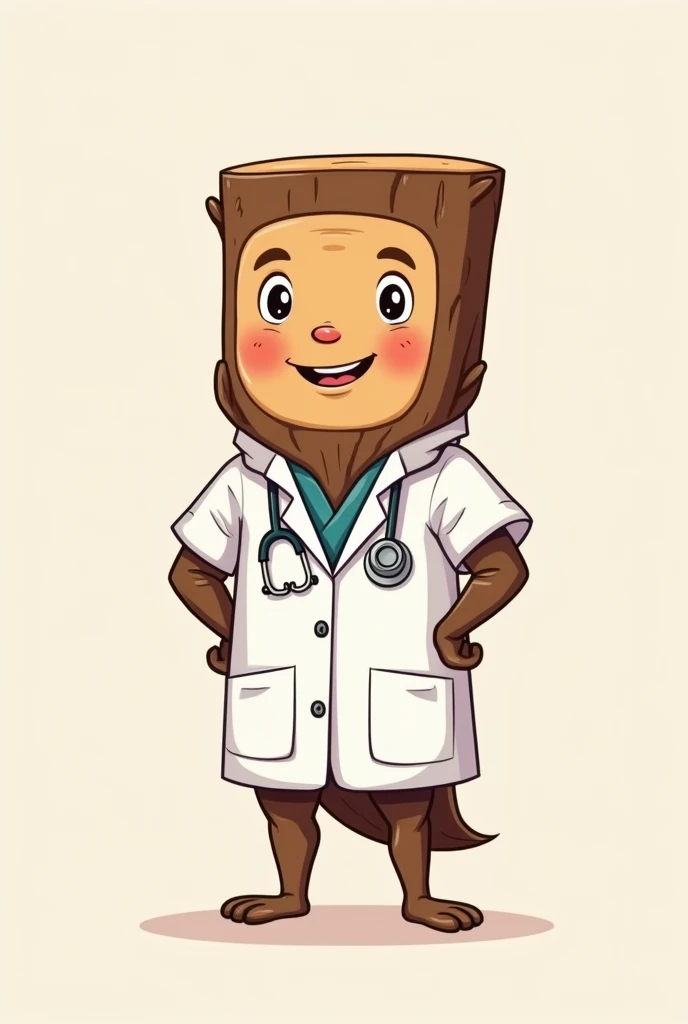 The 2d image of a medical mascot is a log wearing a medical gown and a stethoscope.