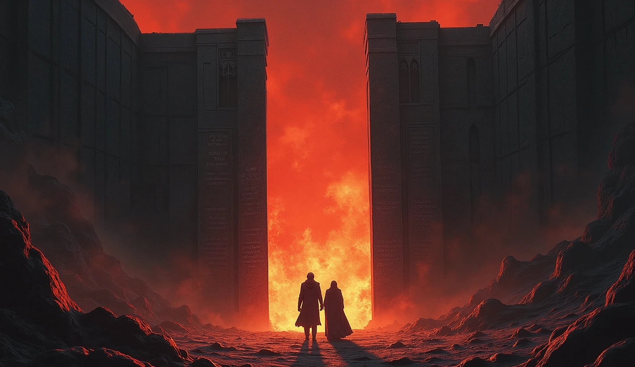 In Dante Alighieri's Divine Comedy, the entrance to Hell is a dramatic and vivid scene that sets the stage for the rest of Dante's journey through the afterlife. Here’s a detailed description of the moment when Dante and his guide, Virgil, enter Hell:
Approach to the Gate: As Dante and Virgil approach Hell, they find themselves at the gate of the Inferno, inscribed with a foreboding message. This gate is described as being massive and imposing, marking the boundary between the world of the living and the realm of the damned.