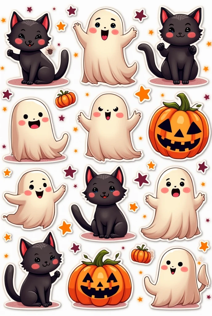 Cartoon Single Halloween cute stickers And text "Halloween "