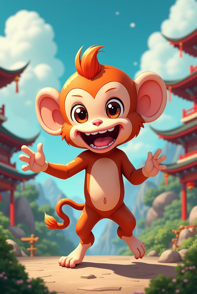 A Chinese monkey anime style full HD 8K without clothes