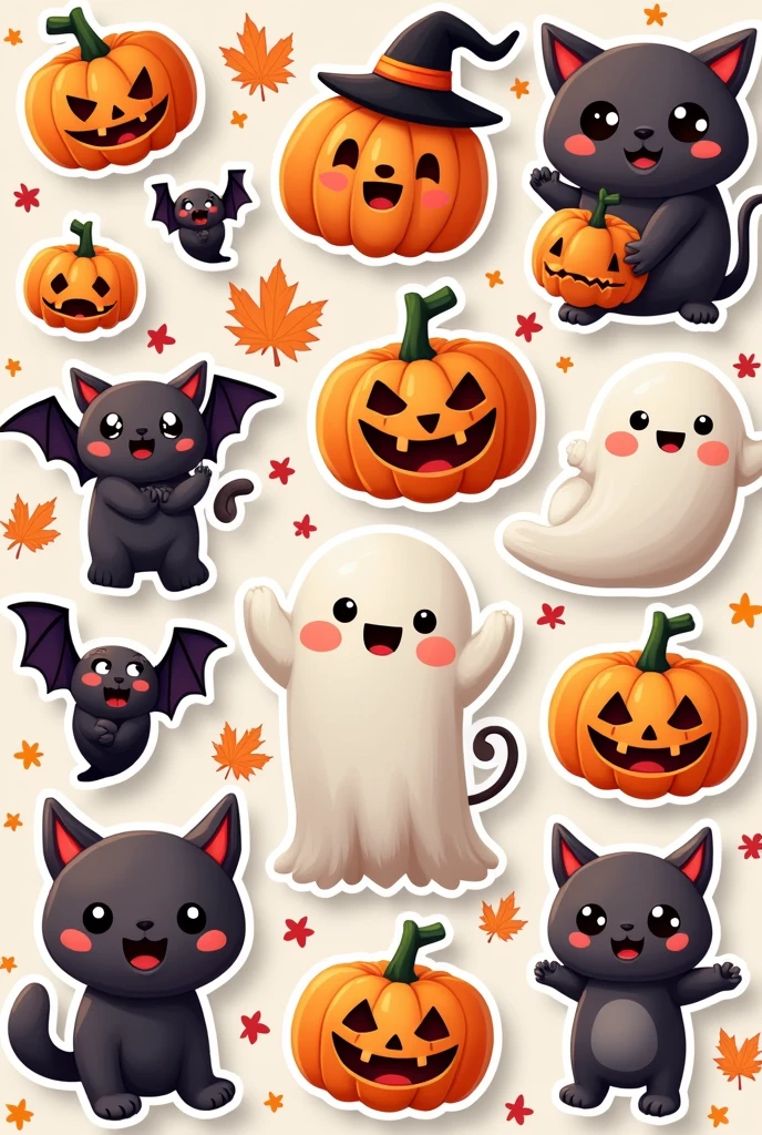 Cartoon  Single Halloween cute stickers  And text "Halloween "