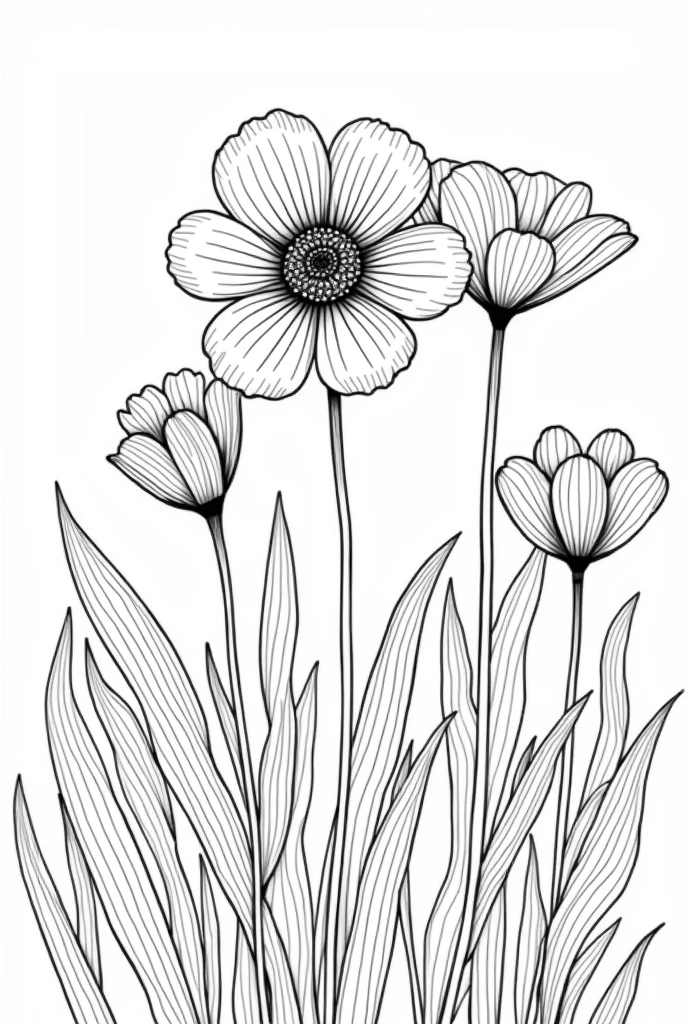 Adult coloring books、Line art、Monochrome、Cute Flowers、multiple、beautiful