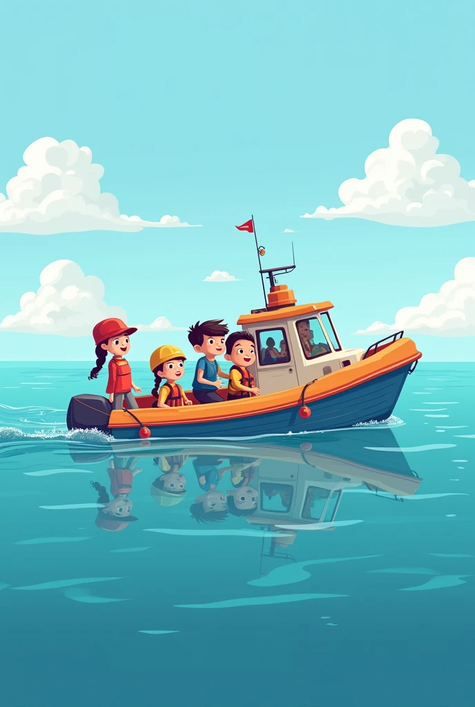 Image: Illustration of a boat carrying 30 boys and girls to the marine tourist destination