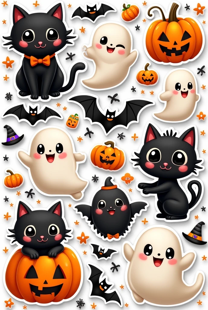 Halloween cute stickers  And text "Halloween "