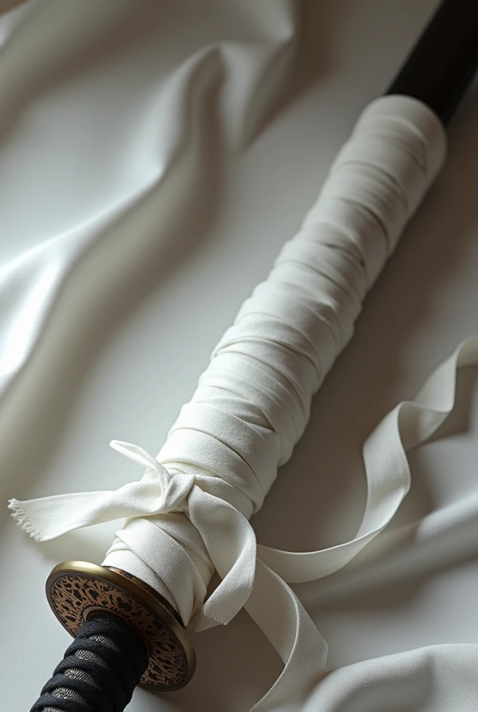 Katana with the blade covered in white bandages