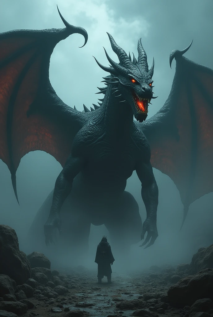 Evil dragon, high detailed, high resolution, no humans, no monsters, dark mist.