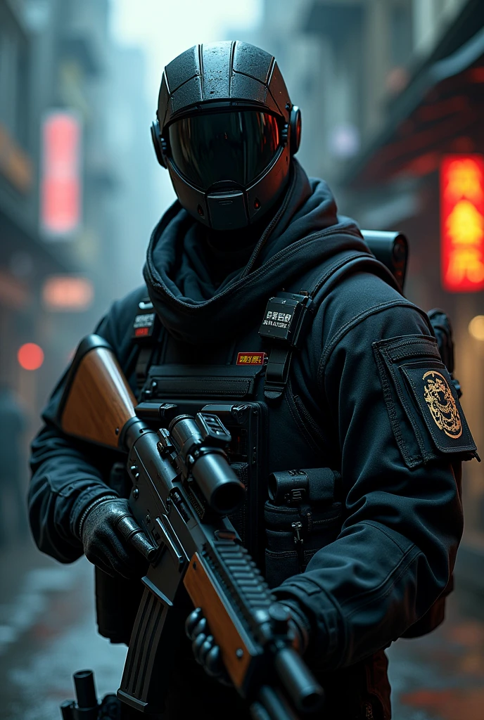 A special forces soldier with a Japanese style