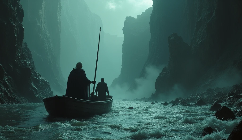 The Acheron is described as a dark and turbulent river, flowing with a grim and unsettling current. The water is murky and foul, reflecting the grimness and despair of the souls who dwell in Hell. It is not a typical river but rather a symbol of the sorrow and punishment that characterize the Underworld.
Charon and the Boat:
Charon: The river is ferried by Charon, the grim and fearsome boatman who transports the souls of the dead across the river. Charon is depicted as an old man with a beard and a stern expression. His role is crucial, as he ensures that the souls are carried to their respective places in Hell.
The Boat: Charon’s boat is often described as large and rough, suited for the grim and ghostly passengers it carries. The crossing of the river is a somber and unsettling experience, with the souls being ferried in silence or with mournful cries.
