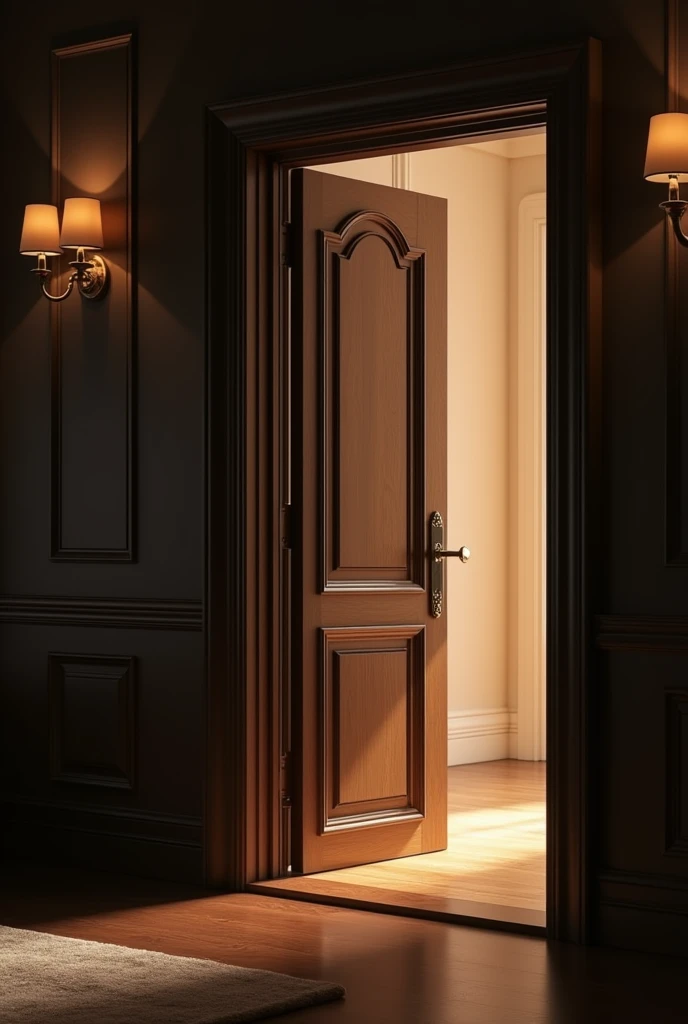 door of luxurious apartment open with an air of mystery