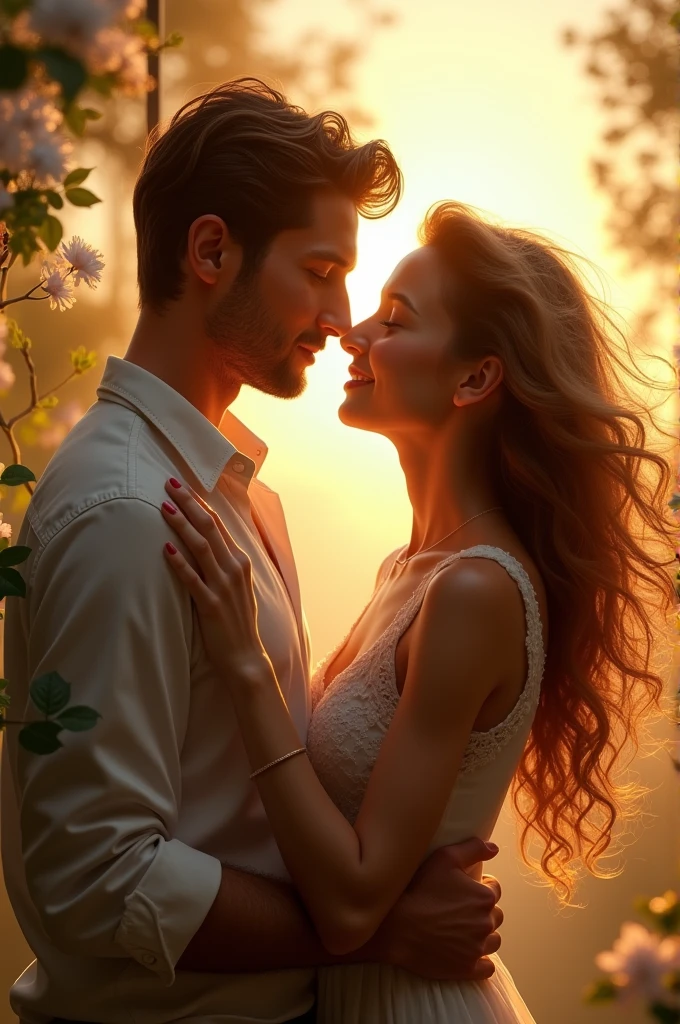 A couple is looing at each other, sun and wind