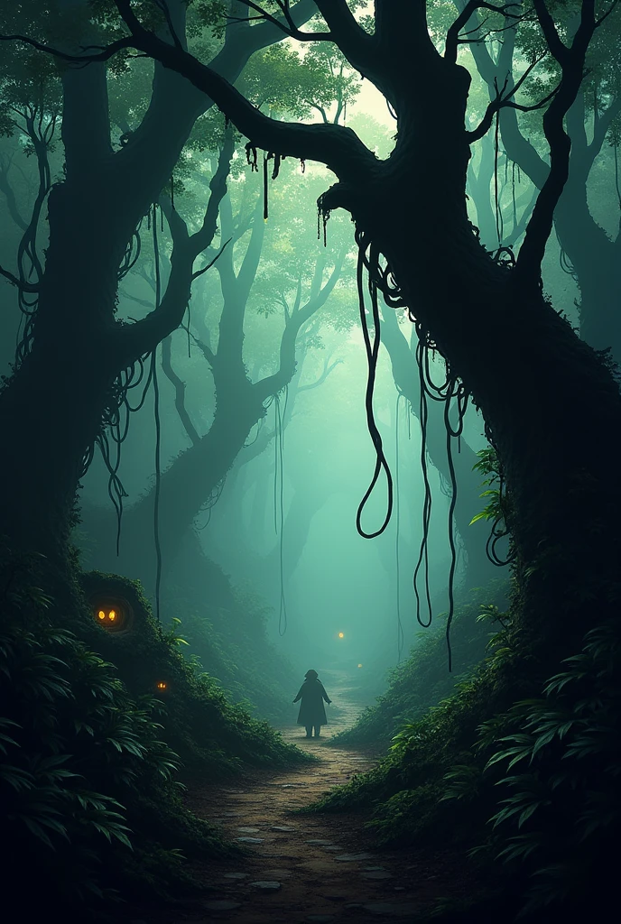 Scary jungle background for 2d game