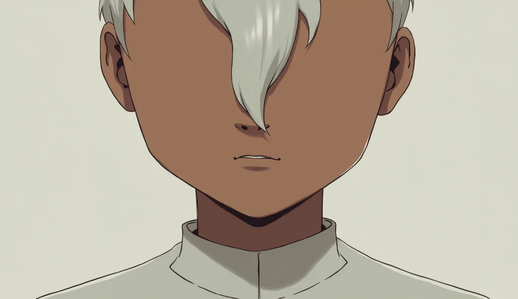 The face is brown in color、He has white hourglass-shaped hair growing in the middle of his face.、The lower half of the body is white.