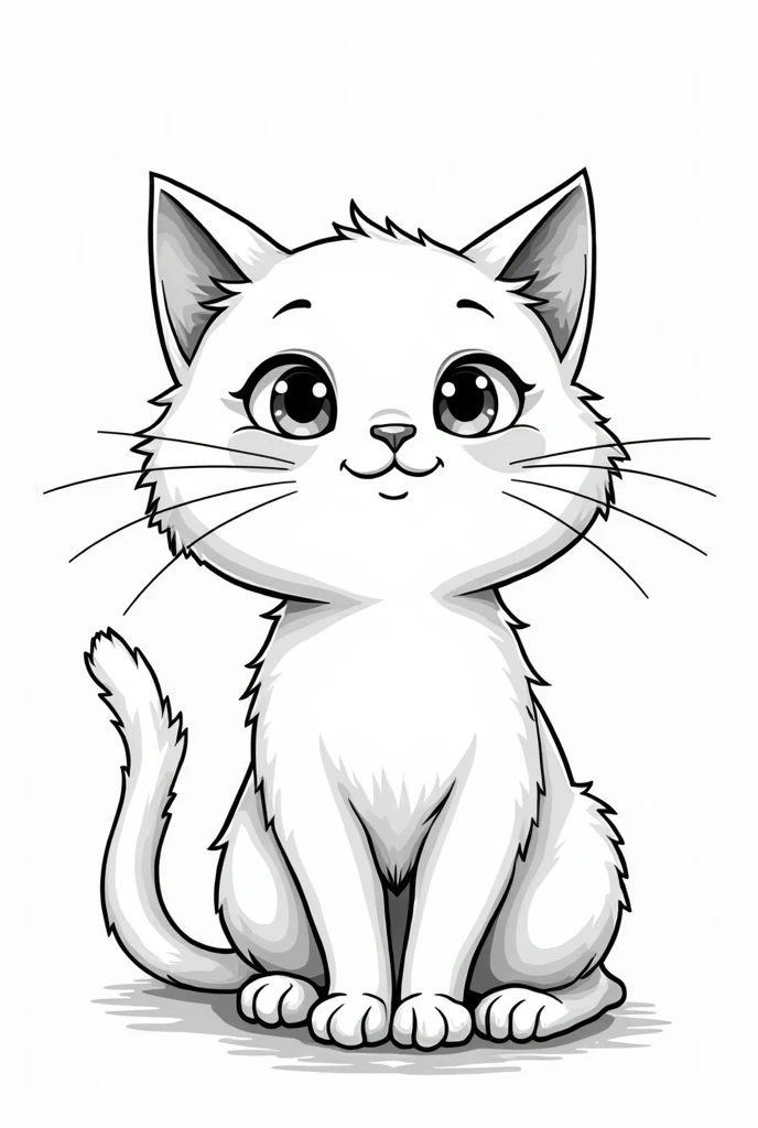 Adult coloring books、Line art、Monochrome、Cute cat
