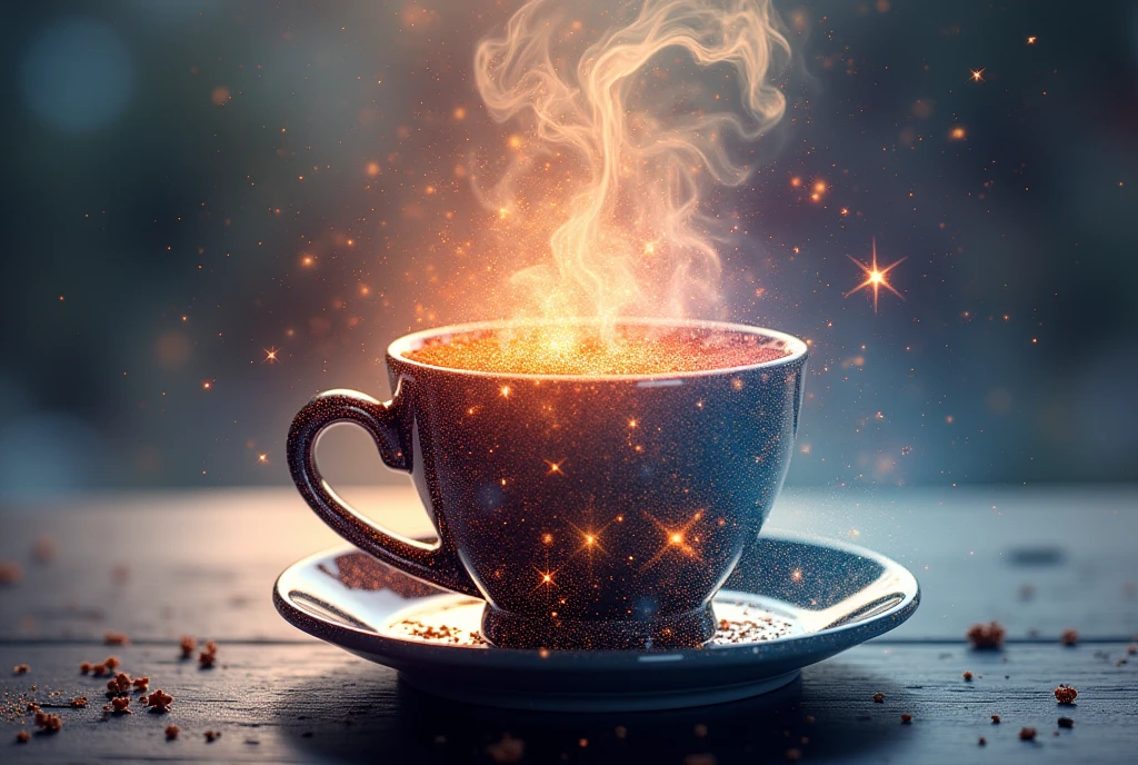 (photorealism:1.2),high quality, 8K Ultra HD, A beautiful double exposure that combines an steaming mug of coffee silhouette with a colorful universe, colorful universe should serve as the underlying backdrop, with its details incorporated into the steaming mug of coffee, crisp lines, The background is monochrome, sharp focus, double exposure, by yukisakura, awesome full color,