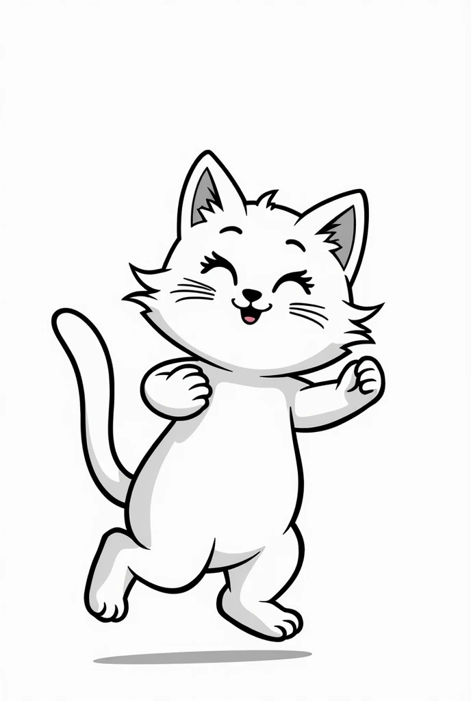 Adult coloring books、Line art、Monochrome、Cute cat、Run