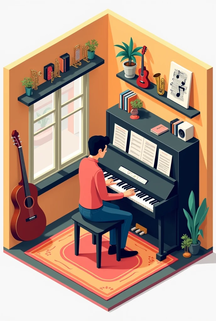 Infographic interior design music room 
