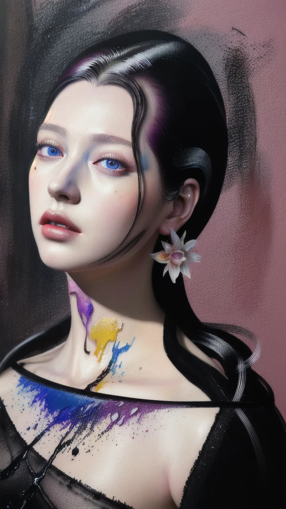 Android Beauty, Powerful paintings inspired by Francis Bacon, Ultra-realistic surrealism, Hyperrealism, fear, art, hyper real painting, Realistic illustration painting, カラフルなHyperrealism, Hyper-realistic digital art