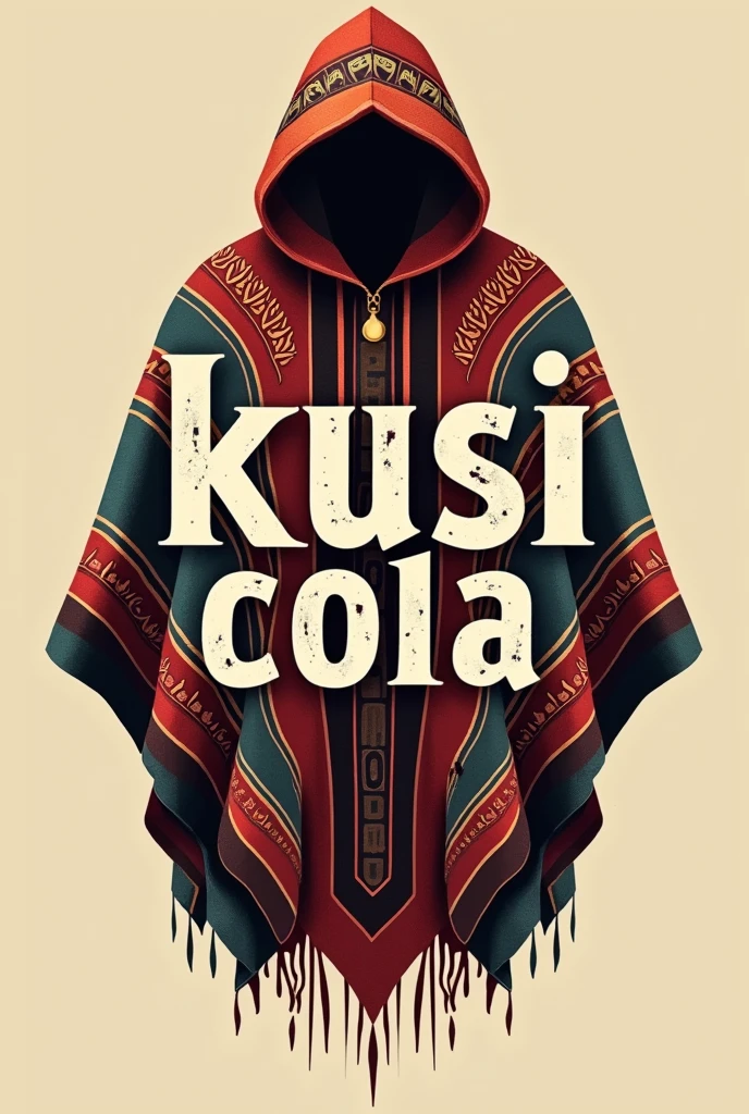 Logo with the word kusi cola with an Andean cloak