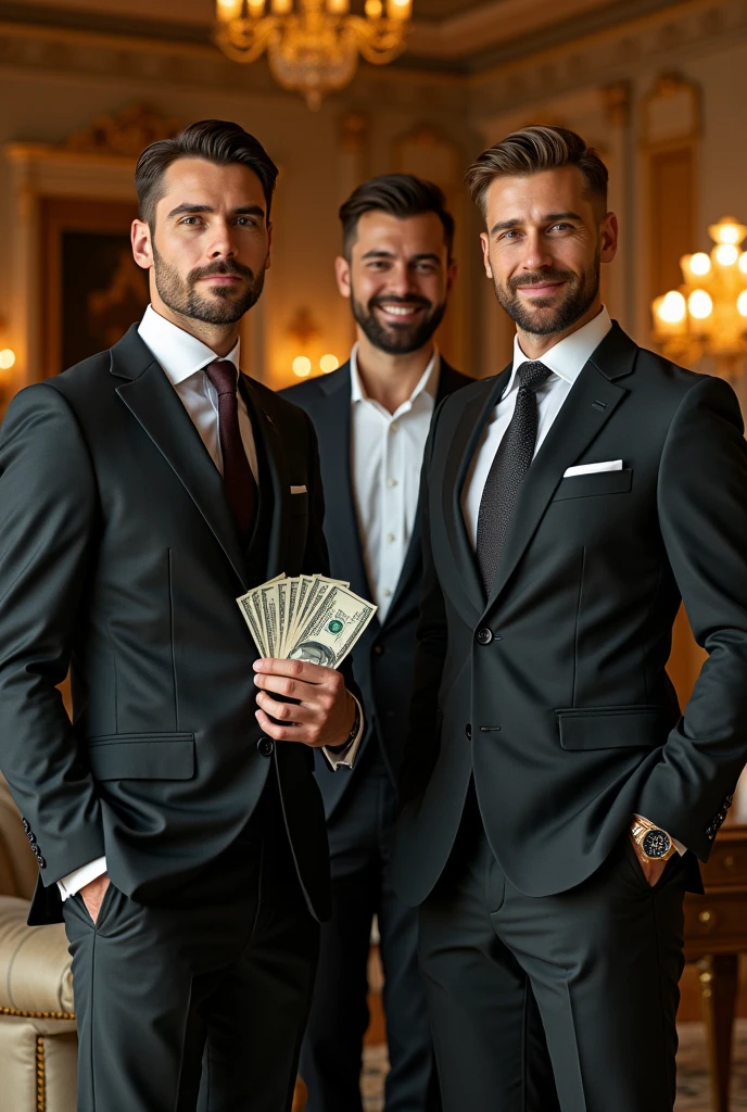 Rich men show money image