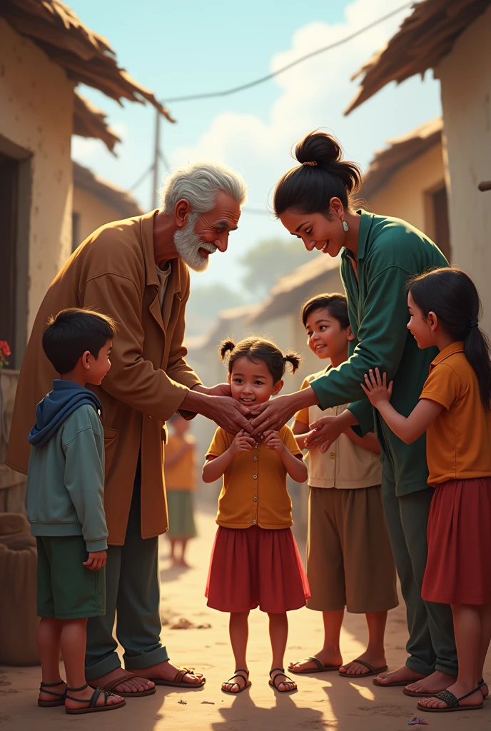 a big family help poor child and people
