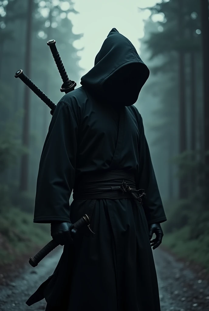I am the deadliest black ninja of all time, my weapons are always ready on my back to work, darkness is my ally , The message I want to convey is that we still exist. ,the style is very real , 24k cinematic photoshop finishes rule of thirds photographic composition