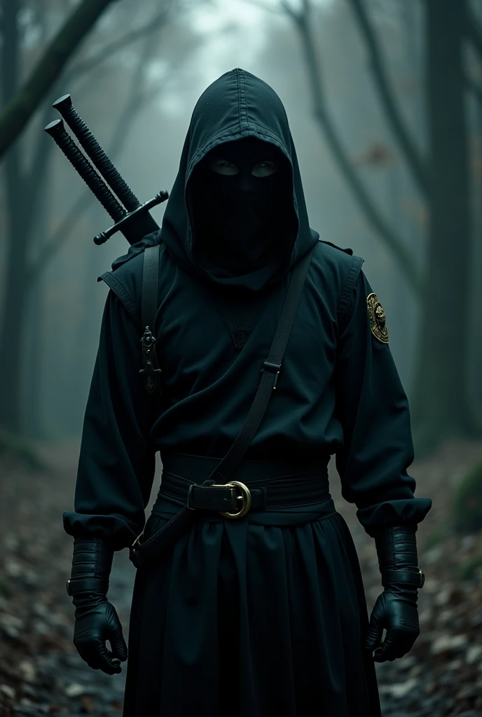I am the deadliest black ninja of all time, my weapons are always ready on my back to work, darkness is my ally , The message I want to convey is that we still exist. ,the style is very real , 24k cinematic photoshop finishes rule of thirds photographic composition