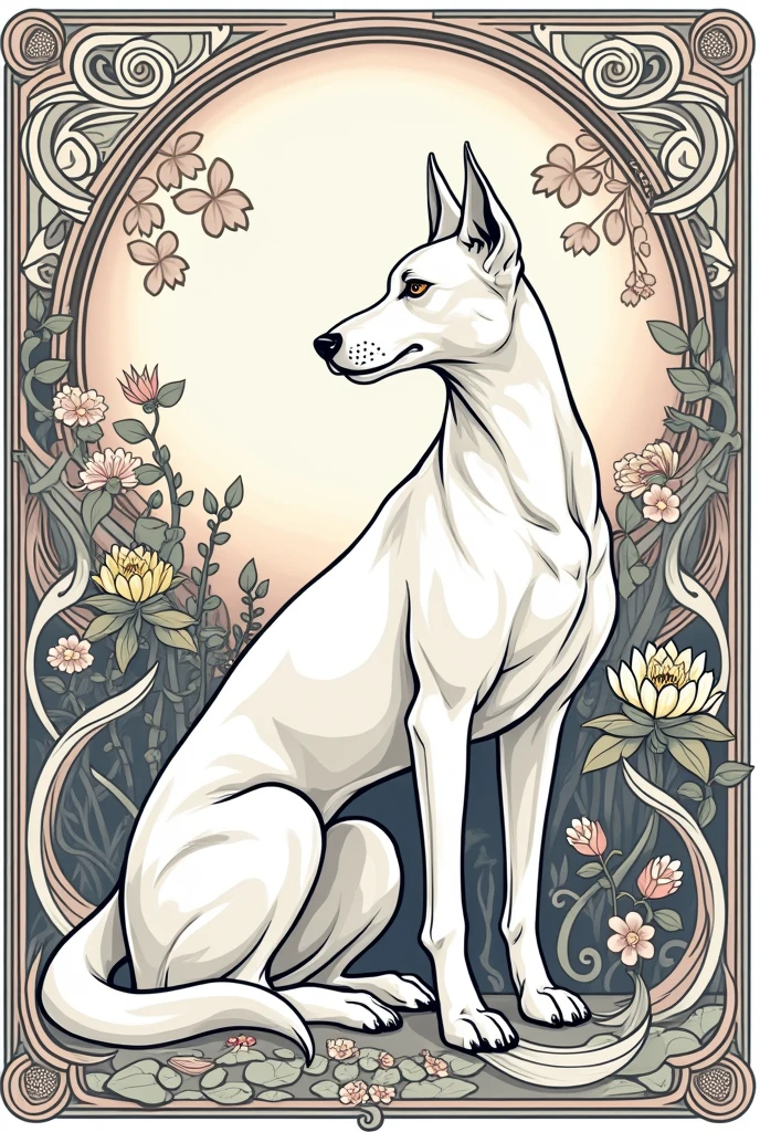 Dog in art nouveau coloring page
