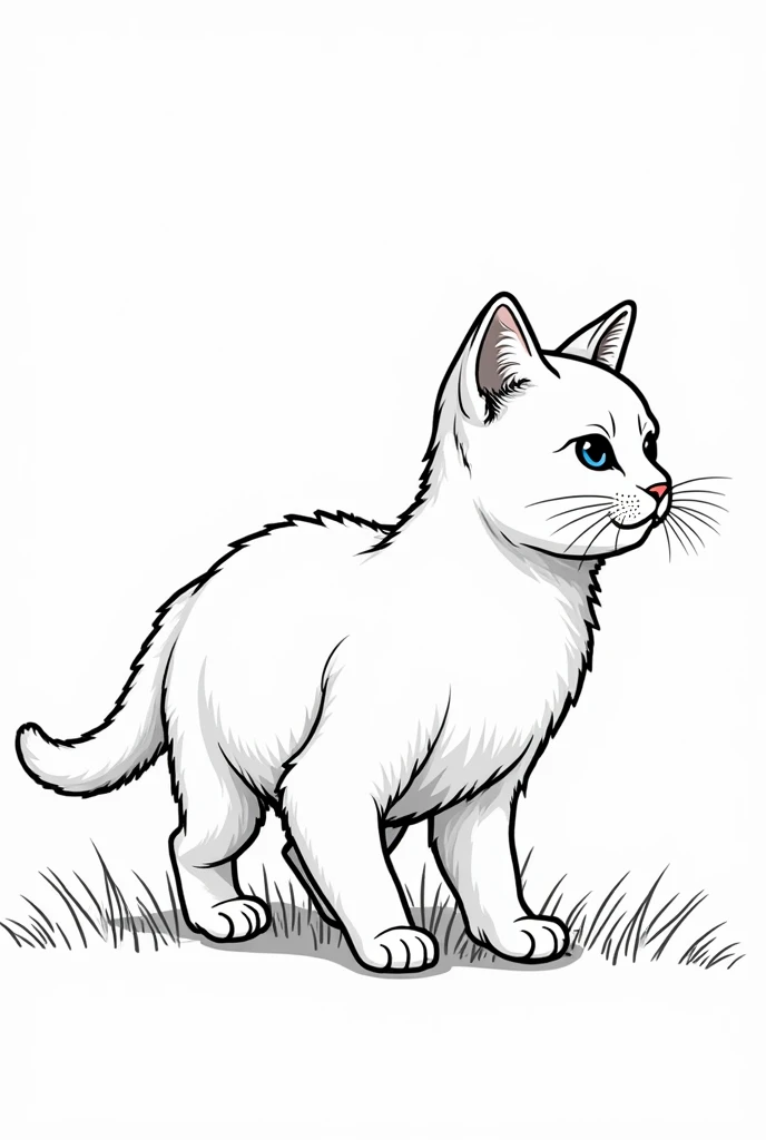 Adult coloring books、Relaxing coloring book、Line art、Monochrome、Cute cat、walk