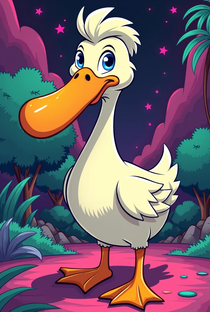 (toon of the 80's: 1.2) hybrid of a duck and a goose with a long neck