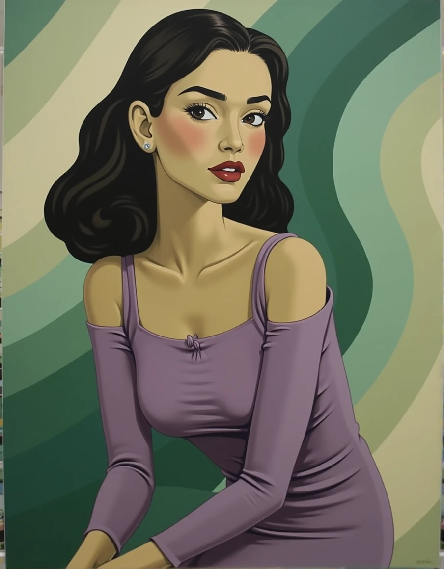 Abstract Striped Woman Lines Modern Posters Waves Painting Wall Art