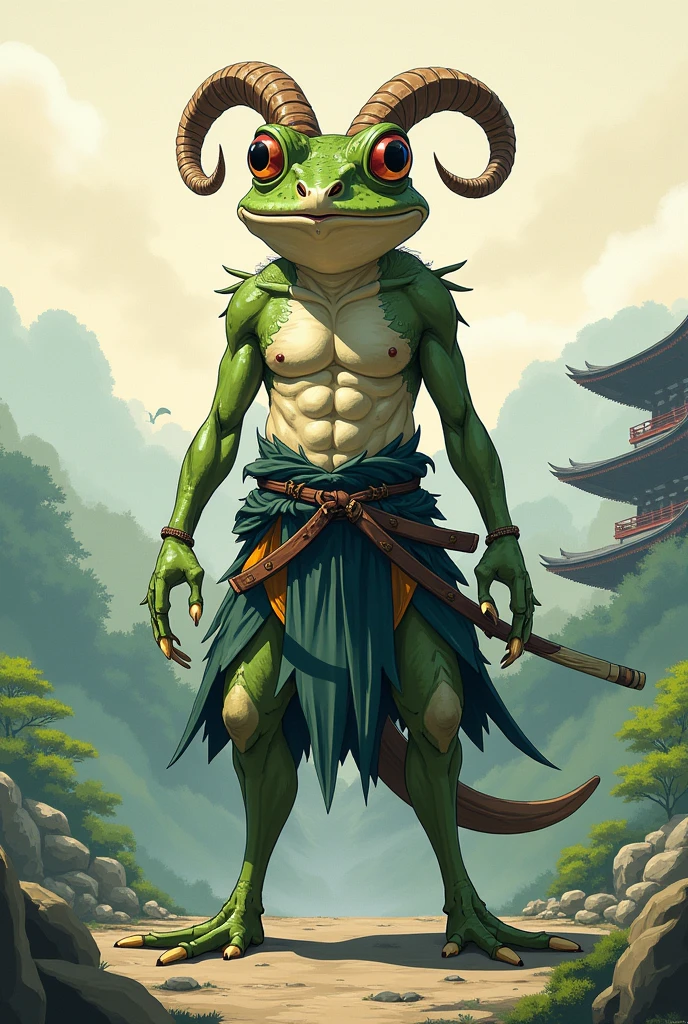 (Anime: 1.2), Hybrid of a goat and a frog with style samurai
