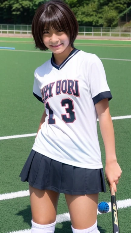 Japanese female high schools a field hockey player、Boyish ultra-short hair、Dark brown hair color、I'm extremely sunburned、Sexy Uniform、masterpiece、High resolution、high quality、realism