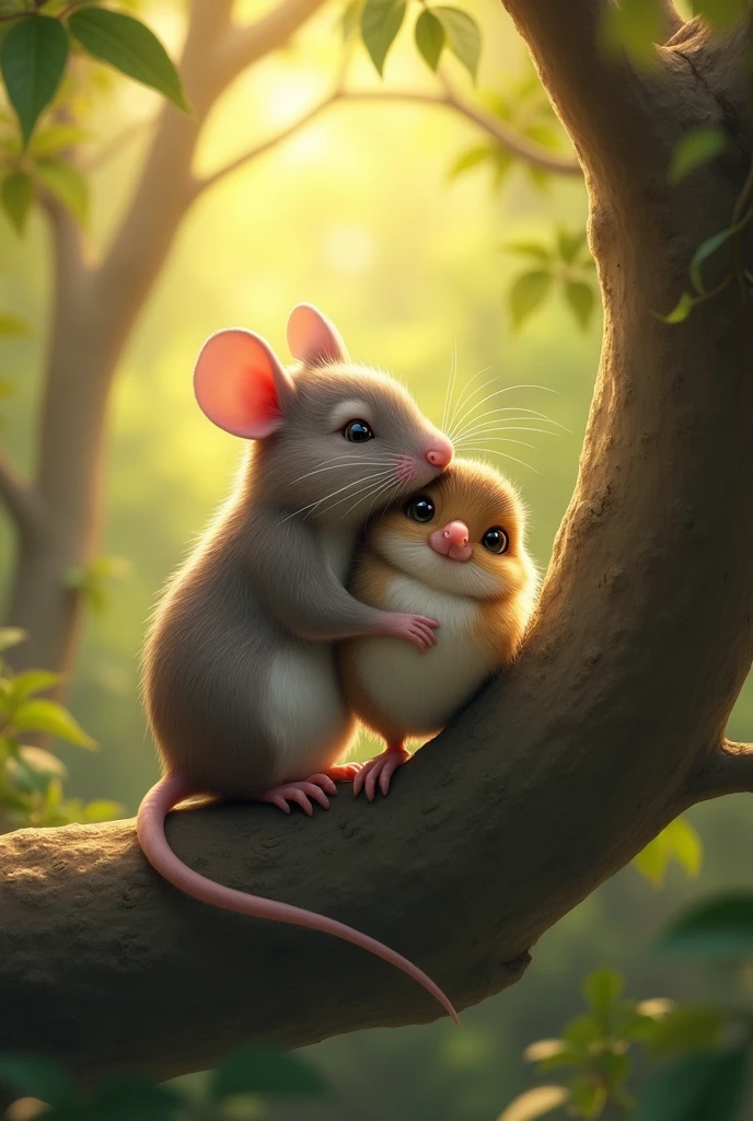 Rat hugging lark bird