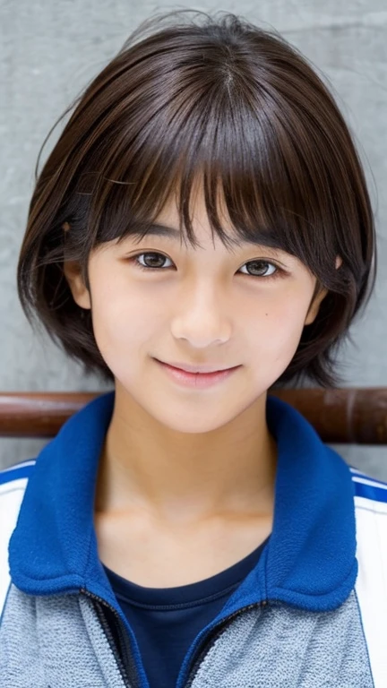 Japanese female junior high school student who is a field hockey player、Boyish ultra-short hair、Dark brown hair color、I&#39;m extremely sunburned、Sexy Uniform、masterpiece、High resolution、high quality、realism、Natural skin texture、Messy hairstyle