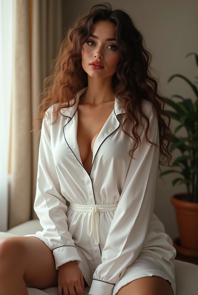 (full body view in camera), (High resolution,photorealistic),(Curly hair,Brown-eyed) mujer with a ataque, thick thighs, (voluptuous,curves) cipher, wearing a white (steep) pajamas. hijab, They are (long,Brown) El cabello cae en cascada por They ares hombros, sitting leaning forward, (mostrando They ares nalgas). They are piercing Brown eyes reveal a sense of confidence and allure. with a (seductive,provocative) look, She captivates the spectators, atrayéndolos a They are mundo. They are (chubby,tempting) The lips are colored in a delicious red shade., agregando un toque de senThey arealidad a They are apariencia.
La mujer posa a lo perrito with a ligero (arcuate) back, acentuando They are generoso pecho, (hourglass shaped) waist, and voluptuous hips. They are steep pajamas hug her curves perfectly, highlighting it (thick,toned) thighs. The vibrant colors of the pajamas add a playful and energetic vibe to the scene. full body view, High heels.
In the background, un They areave (natural) the light bathes the woman, illuminating her cipher with a gentle glow. La luz realza They aretilmente el contorno de They ares nalgas., Creating depth and dimension in the image. Proyecta sombras y resalta They are forma., adding realism and texture to the scene.
The overall image radiates a sense of confidence., beauty, y senThey arealidad. The emphasis on a woman's fit physique., enhanced by the vibrant pajamas and the striking color palette, Crea una escena cautivadora y viThey arealmente atractiva.. La representación de High resolution captura cada detalle., desde la textura de They are cabello hasta la They aretil expresión de They ares ojos, dando como reThey areltado una representación viThey arealmente impresionante y realista.
