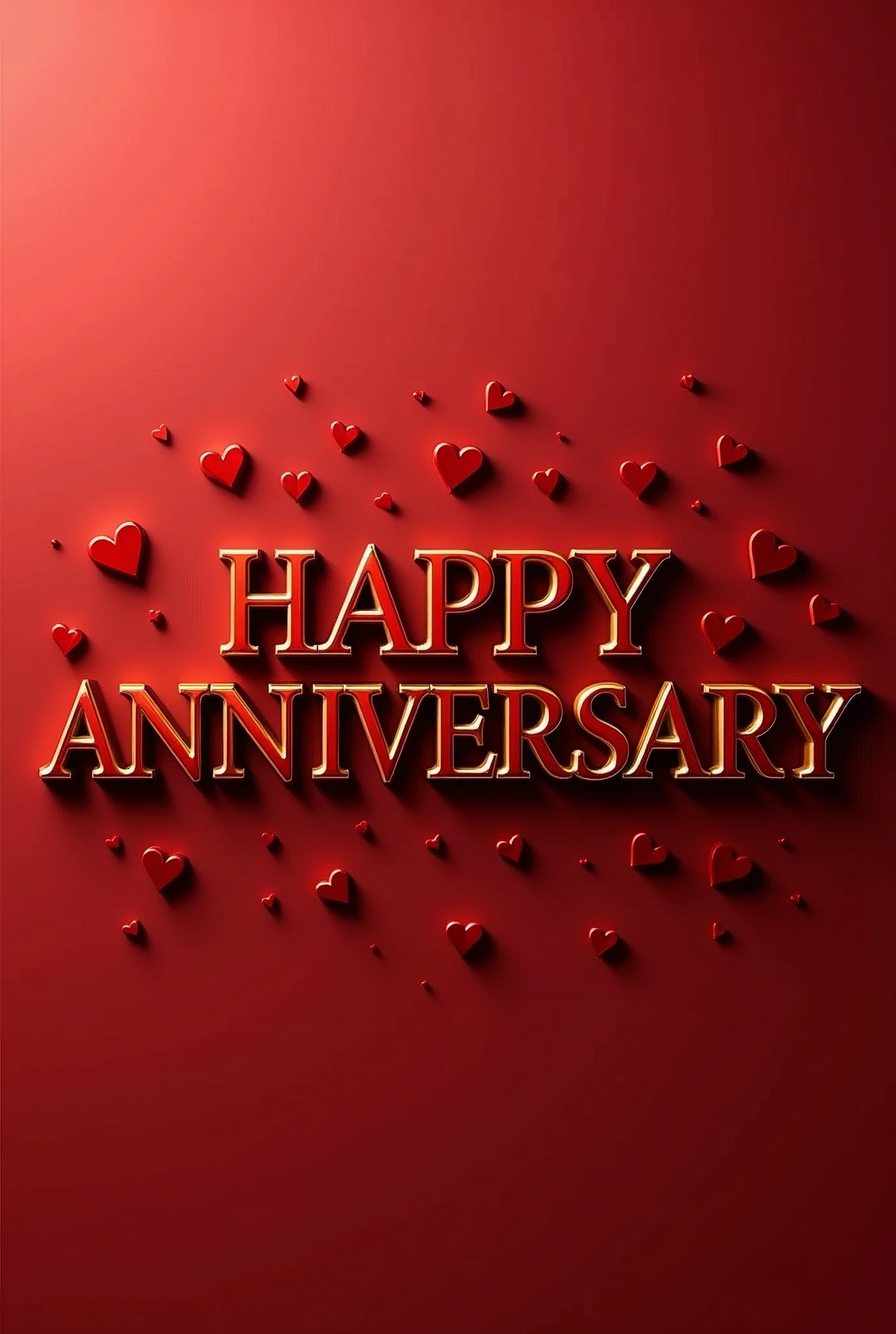 design 3D words "HAPPY ANNIVERSARY", luxury vibes, red, perfect words, luxury font