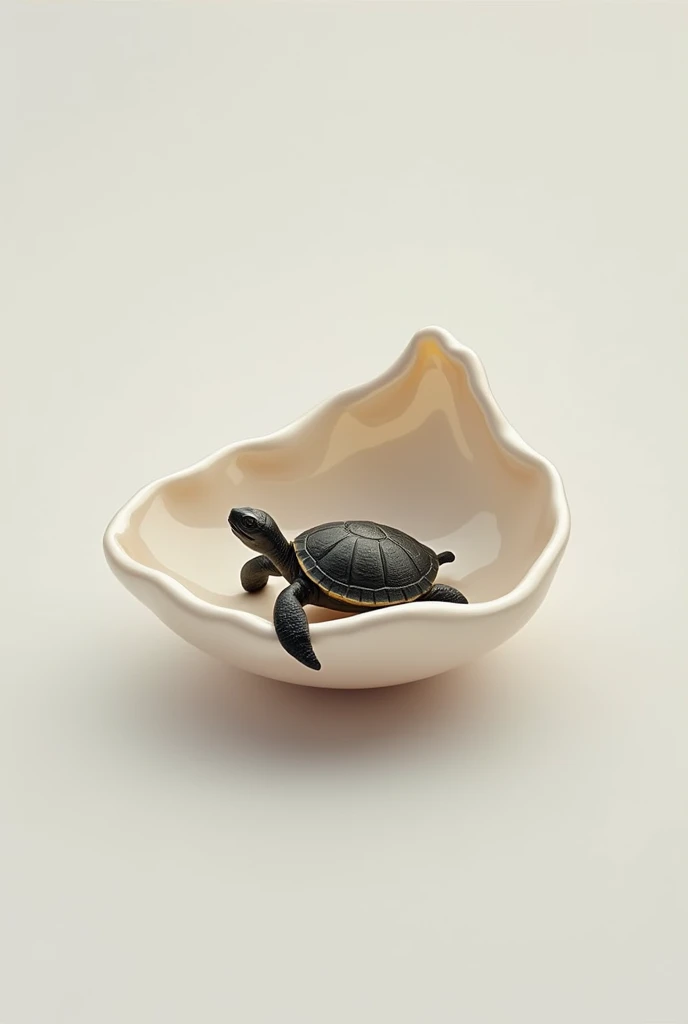 Make a minimalist logo of a pearl with a turtle inside