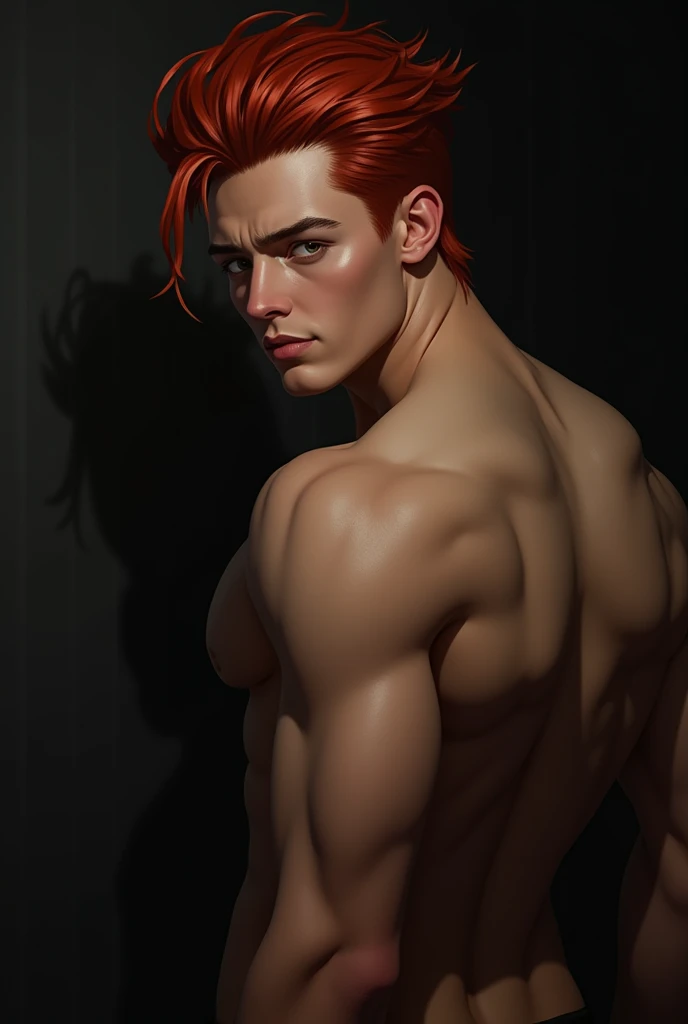 Slit eyes　Handsome　Masturbation　Red hair　Man boobs