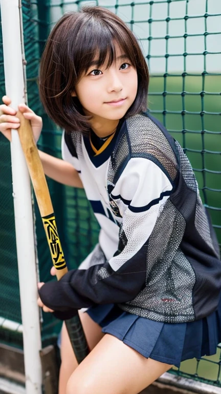 Japanese female  high schools a field hockey player、Boyish ultra-short hair、Dark brown mesh hair color、I&#39;m extremely sunburned、Sexy sleeveless uniform、masterpiece、High resolution、high quality、realism、Natural skin texture、Messy hairstyle