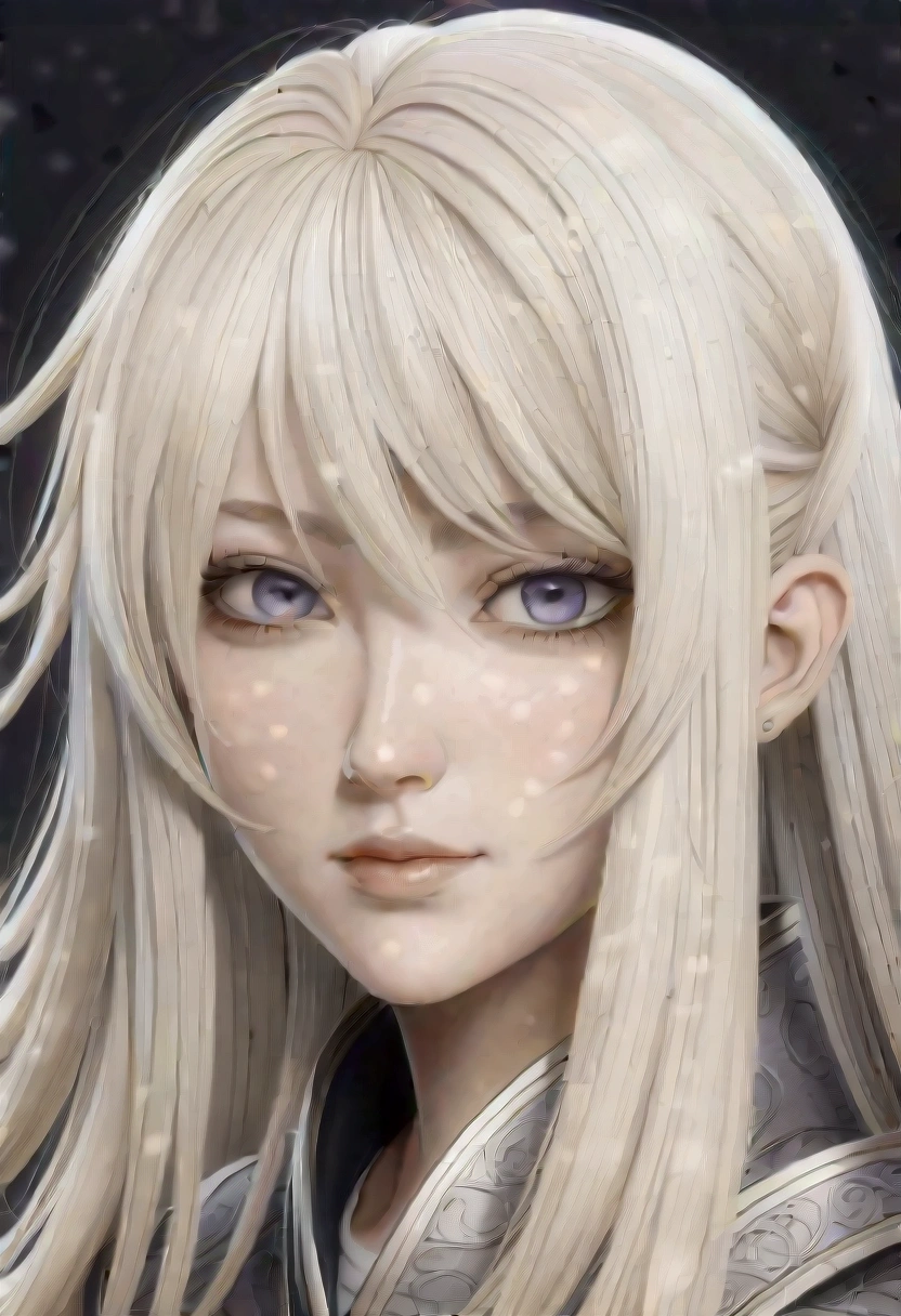**Kawasaki Rei**
- **Hair**: Rei has long, light blonde hair that is almost platinum. It flows naturally and has a slightly wavy texture at the ends, giving her an ethereal and mysterious appearance. The hair catches the light beautifully, emphasizing its shimmering quality.
- **Eyes**: Her eyes are large and round, with a light purple color. They have a playful and sharp glint, reflecting her mischievous and perceptive nature. The eyes are expressive, adding to her charismatic and approachable demeanor.
- **Height**: 1.62 meters (5 feet 4 inches)
- **Weight**: 38 kilograms (84 pounds)
- **Build**: Rei has a slender and agile physique. Her body is graceful and light, allowing her to move with the ease and fluidity of a shadow. Her appearance is both delicate and formidable, highlighting her skills as a skilled demon hunter.
- **Clothing**: Rei wears a modern and functional outfit suitable for combat, often consisting of a fitted top and pants that allow for flexibility and movement. Her attire may include elements inspired by traditional Japanese armor but adapted for agility and practicality. The color palette might incorporate shades that complement her hair and eyes, such as light blues or purples.
- **Accessories**: She might carry weapons or tools used in her demon hunting, such as a sword or a set of specialized tools. These items are intricately designed and often have an elegant, refined appearance.
- **Expression**: Rei’s expression is often playful and friendly, reflecting her easy-going and mischievous personality. She has a charming smile that can quickly turn serious when faced with danger.
- **Overall Vibe**: Rei combines a sense of grace and elegance with a hint of playfulness. Her appearance should convey both her strength as a demon hunter and her approachable, charismatic nature.
