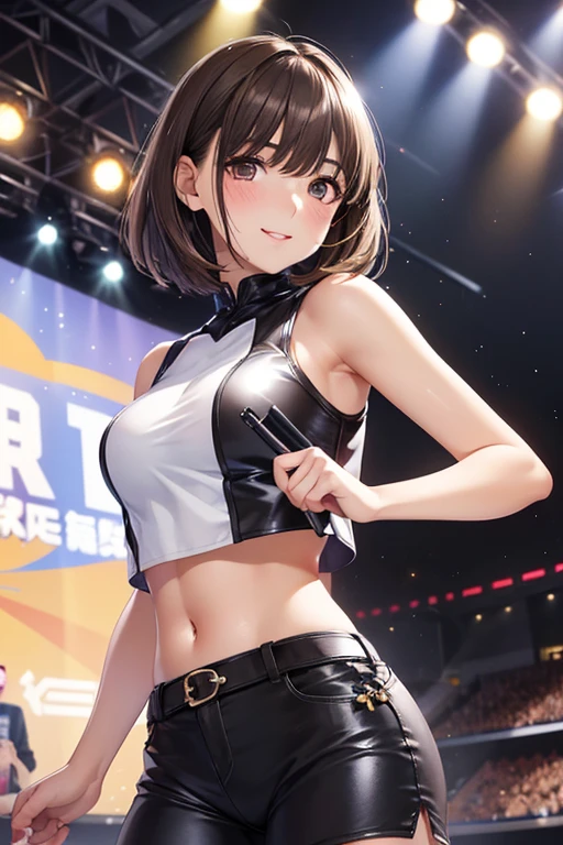 (Photorealistic:1.8, highest quality:1.8,8K masterpiece:1.8,High resolution,Mastepiece:1.8,RAW Photos,Cinematic lighting),No split screen、Stadium、Miniskirt Cheerleader、cameltoe、Back view、Angle from below、Buttocks up、
(Real skin texture:1.3)、(short brunette hair)、Woman's Costume（choker）、Crotch close-up、Spread the genitals、((Perfect female body))、
(Beautiful expression、A rich expression、Open your mouth and cheer、A big smile:1.4)、
Beautiful Face、Beautiful Eyes、Esbian all over、(Random Sexy Poses:1.3、thrust one&#39;s hips upward、Stick your hips out to the camera:2.3)、cameltoe、(Immersive atmosphere、Chiaroscuro:1.5、Bright light:1.2、Bright lighting)、Realistic:1.3、Long Shot、The woman is naked、woman is nude、Adult video shoot